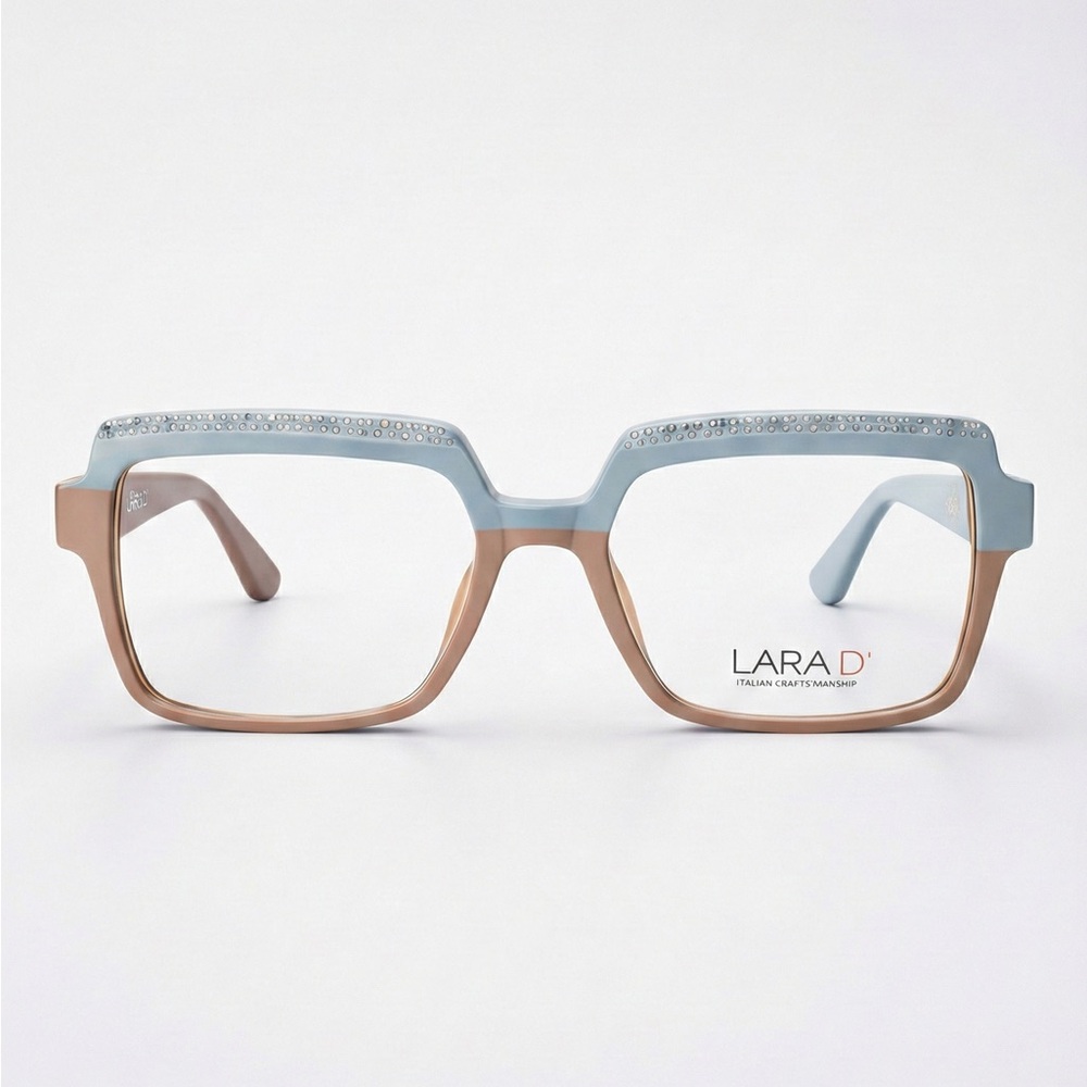 LARA Dual-Tone Eyeglasses with Rhinestone Accents made in Italy